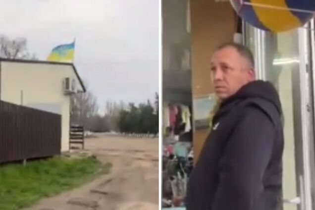 Вимагав зняти: на Миколаївщині чоловік накинувся на власників магазину через український прапор. Відео