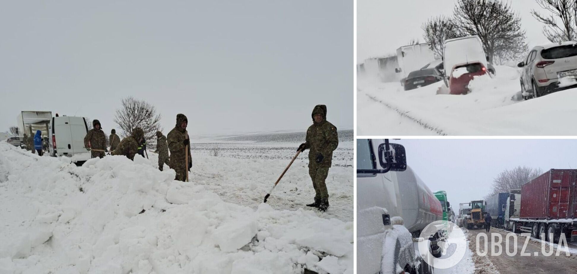 В Румынии из-за мощного снегопада закрыли десятки трасс. Фото и видео