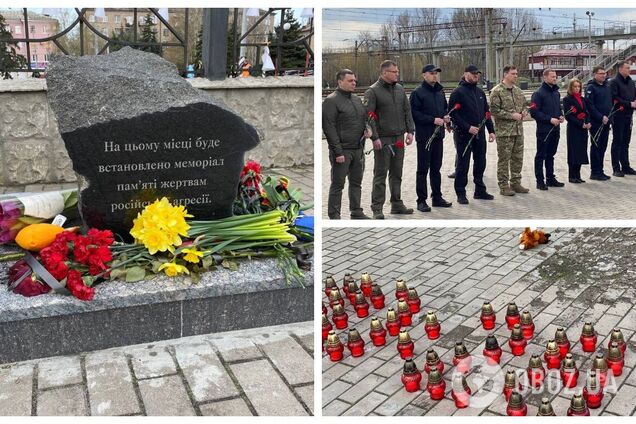 У Краматорську у річницю удару окупантів по вокзалу вшанували пам'ять загиблих: українців вбила ворожа ракета з цинічним написом. Фото