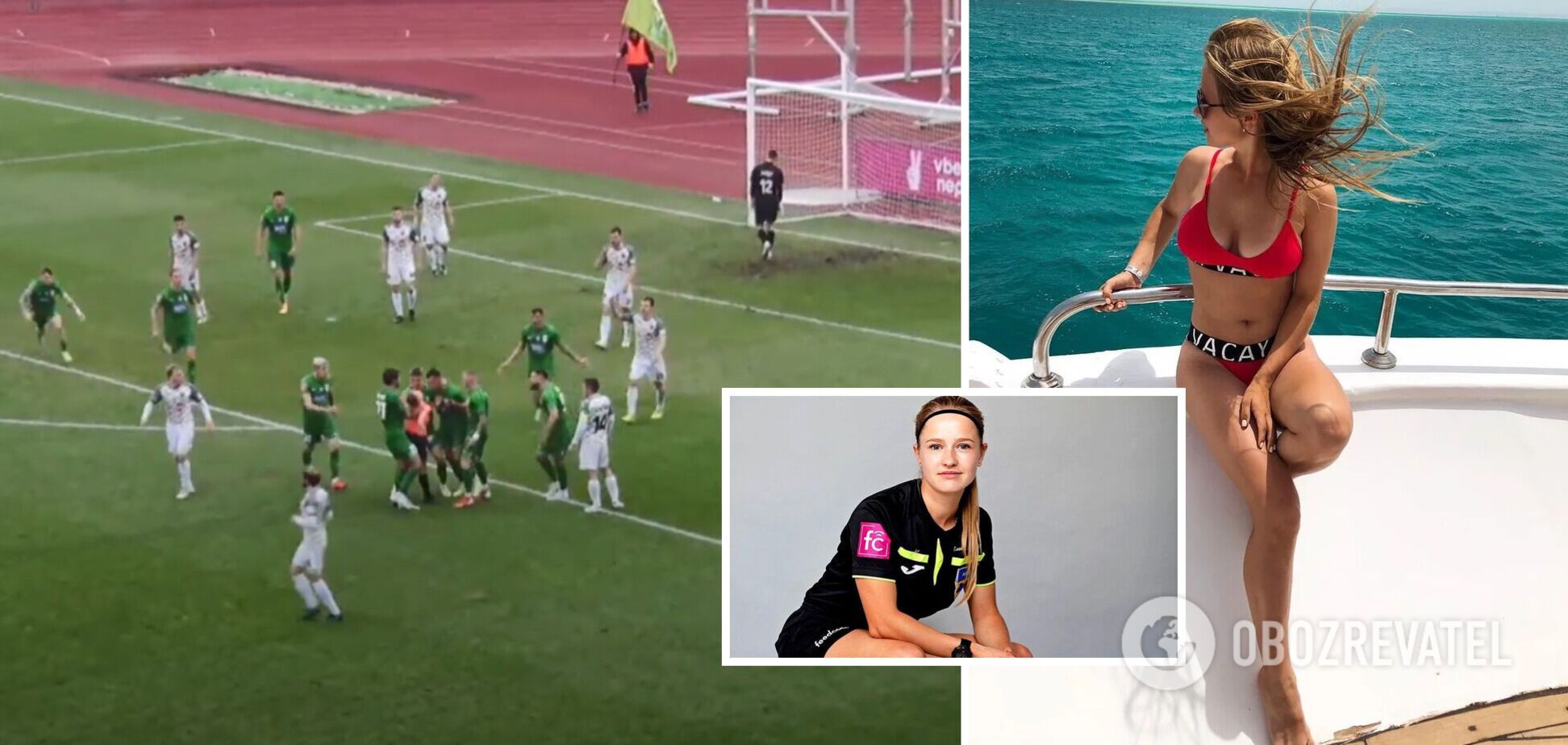 Футболист напал на девушку-арбитра в чемпионате Украины и был удален с поля. Видео