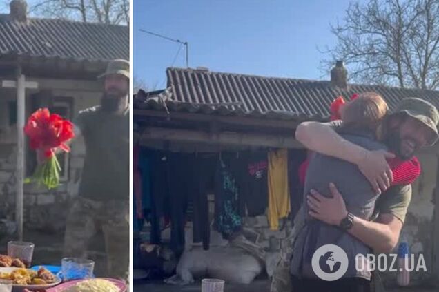 Бабушка не сразу узнала своего внука-военного, который пришел к ней с цветами: сеть тронуло видео