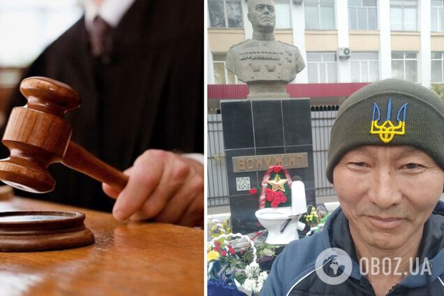 В Казахстане арестован активист, который 9 мая принес унитаз к бюсту Жукова в Уральске. Фото