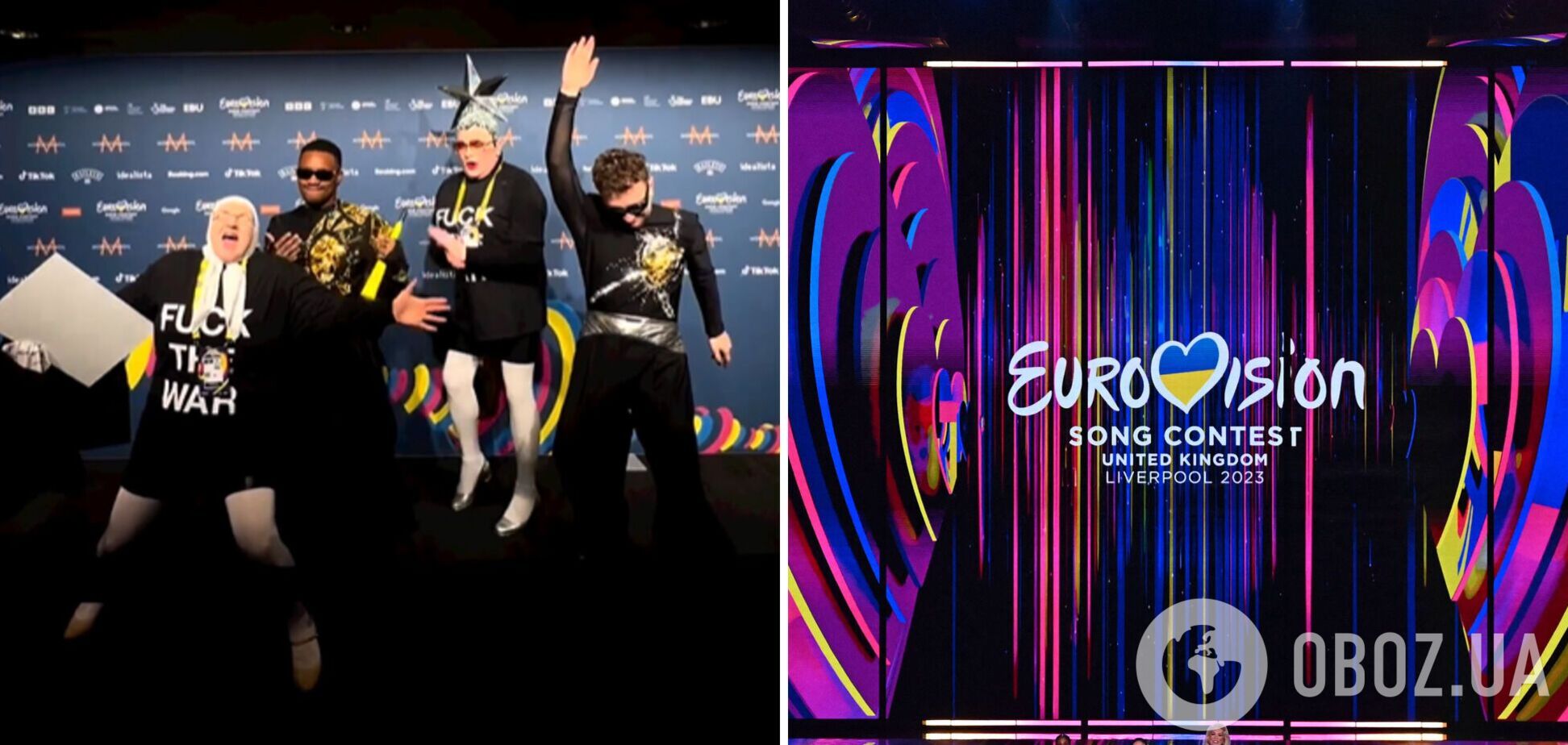 Сердючка с мамой в антивоенных футболках и TVORCHI устроили импровизированный концерт за кулисами Евровидения-2023. Видео
