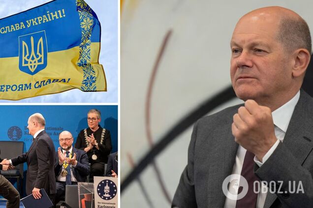 'Україна – це Європа!' Шольц заговорив українською на церемонії вручення премії Карла Великого. Відео