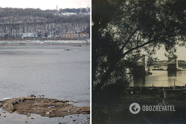 Залишки опор мосту досі можна побачити за певних умов