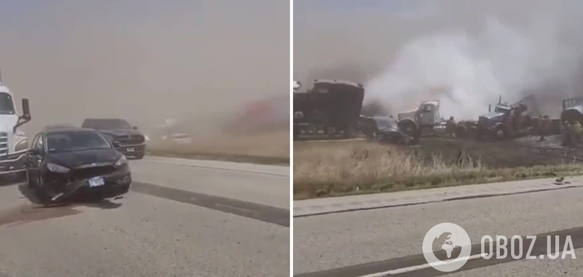 В США из-за пылевой бури на трассе столкнулись до 80 авто: погибли шесть человек, десятки пострадали. Фото и видео