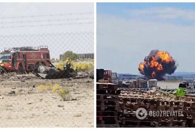 В Испании на авиабазе упал и взорвался истребитель F-18. Фото и видео