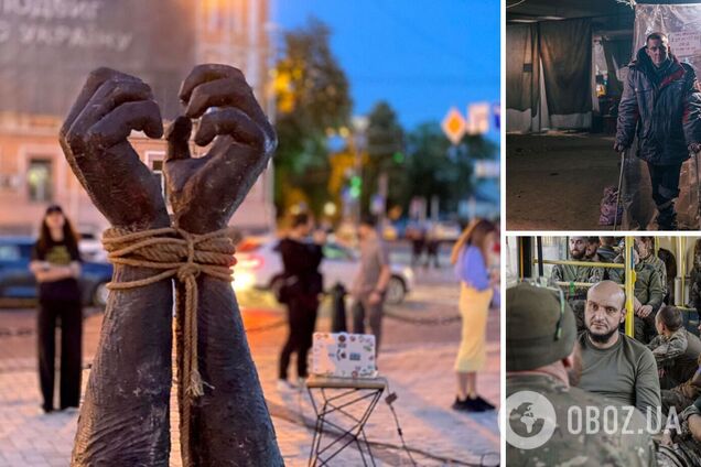 В Киеве установили инсталляцию в честь стойкости защитников 'Азовстали' в плену. Фото