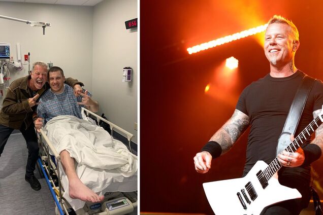 Вокалист легендарной группы Metallica посетил раненых украинских защитников, которые лечатся в США. Фото