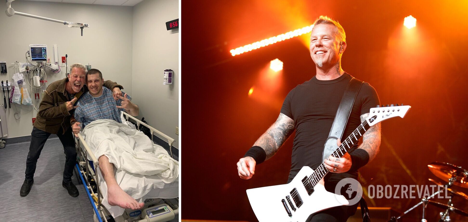 Вокалист легендарной группы Metallica посетил раненых украинских защитников, которые лечатся в США. Фото