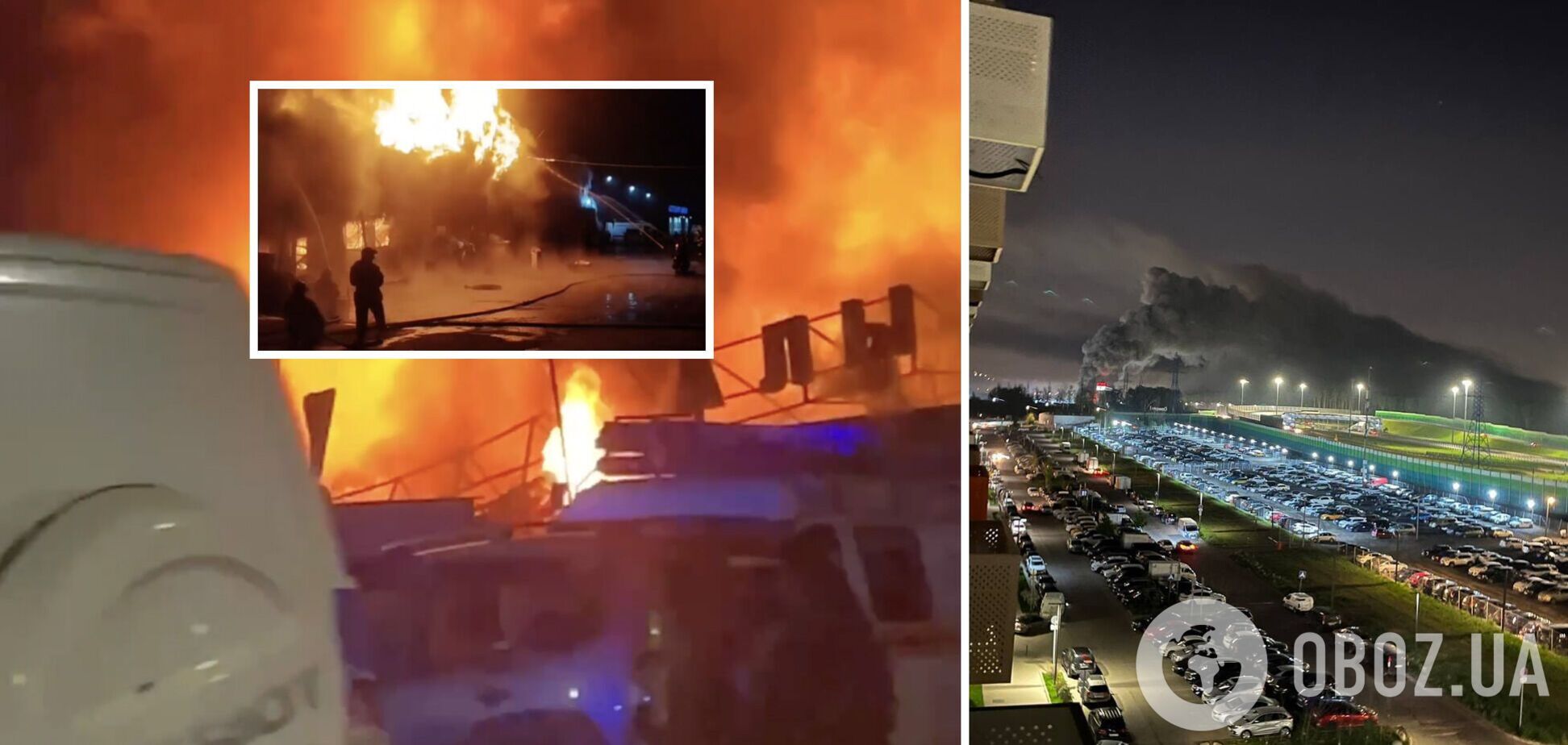 В Подмосковье вспыхнул сильный пожар на строительном рынке: слышно звуки взрывов. Фото и видео
