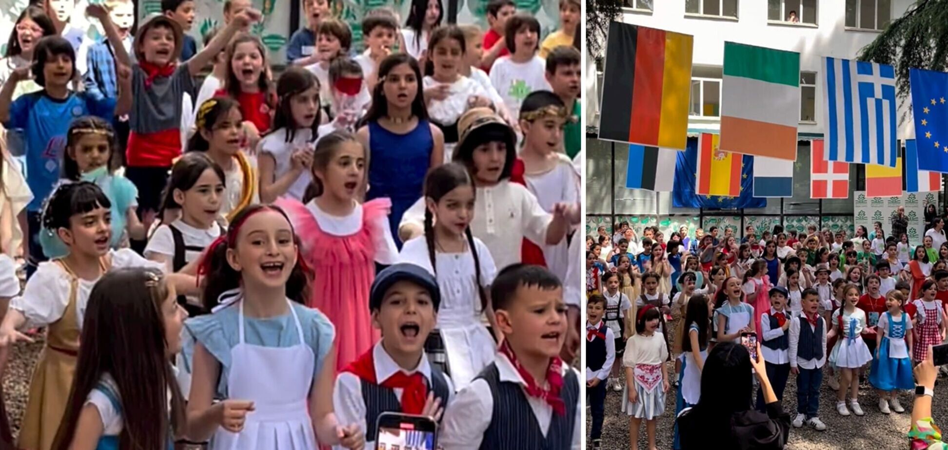 В Грузии на празднике последнего звонка школьники в знак поддержки Украины спели 'Червону калину'. Видео