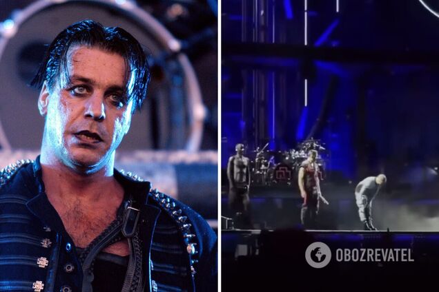 Лидер Rammstein Тилль Линдеманн свалился со сцены, но группа не отреагировала. Видео