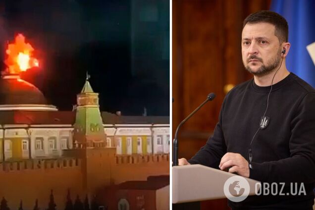 'Мы не атакуем ни Москву, ни Путина': Зеленский прокомментировал ночные взрывы над Кремлем. Видео