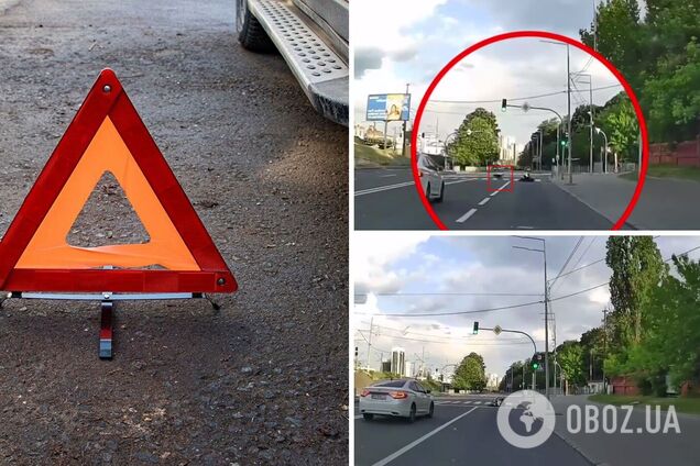 Мотоциклист резко затормозил, чтобы не сбить собаку