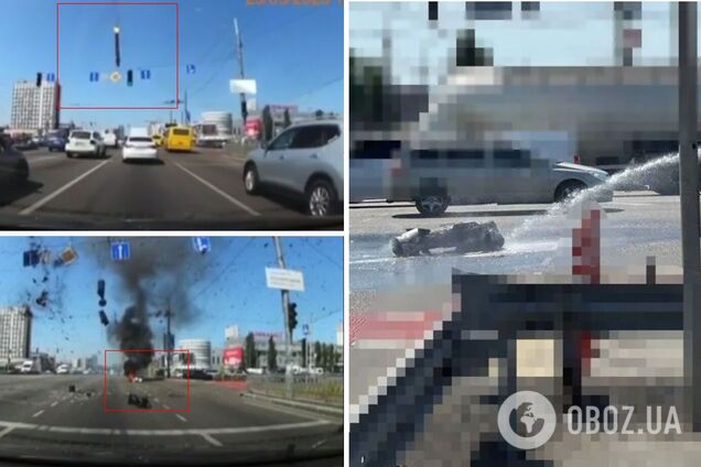 Момент падения обломков попал на видео