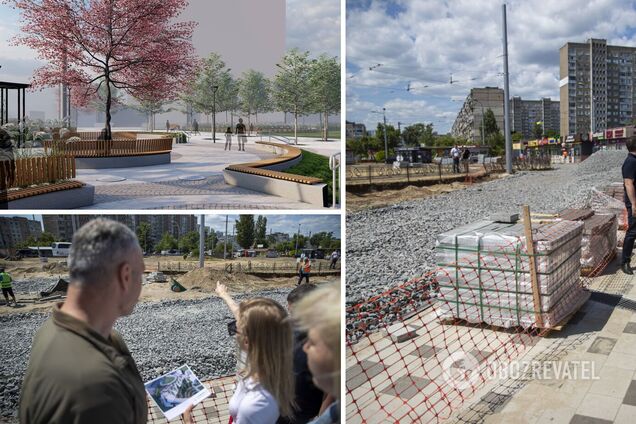 Кличко проверил, как обустраивают новый сквер возле станции 'Героев Днепра'. Фото