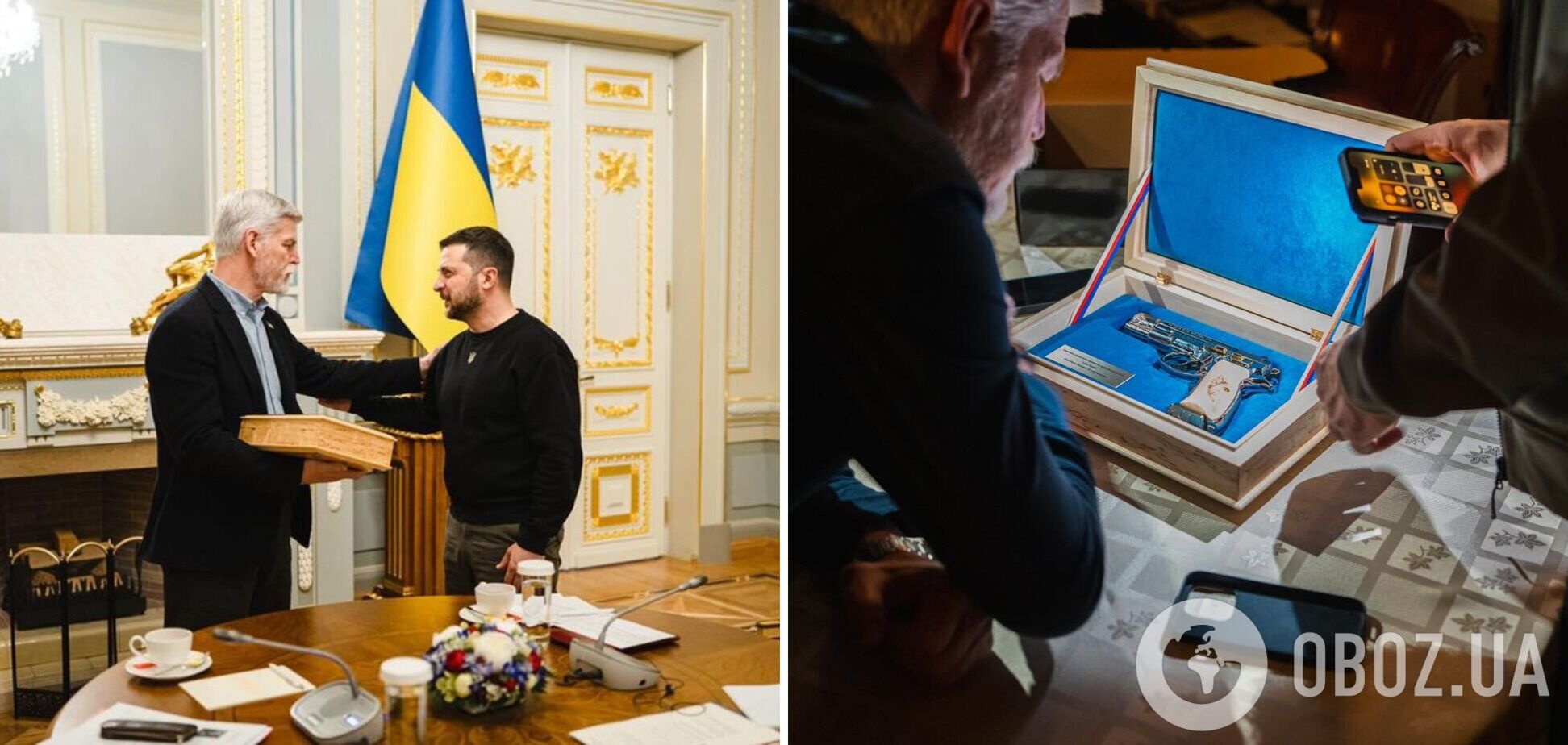 'В знак уважения к героизму': президент Чехии подарил Зеленскому легендарный пистолет CZ 75. Фото