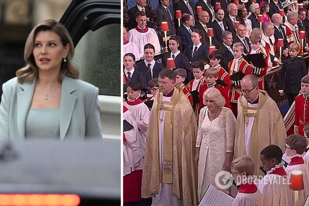 У розкішній сукні та пальті кольору морської піни: Олена Зеленська прибула на коронацію Чарльза III. Перші фото