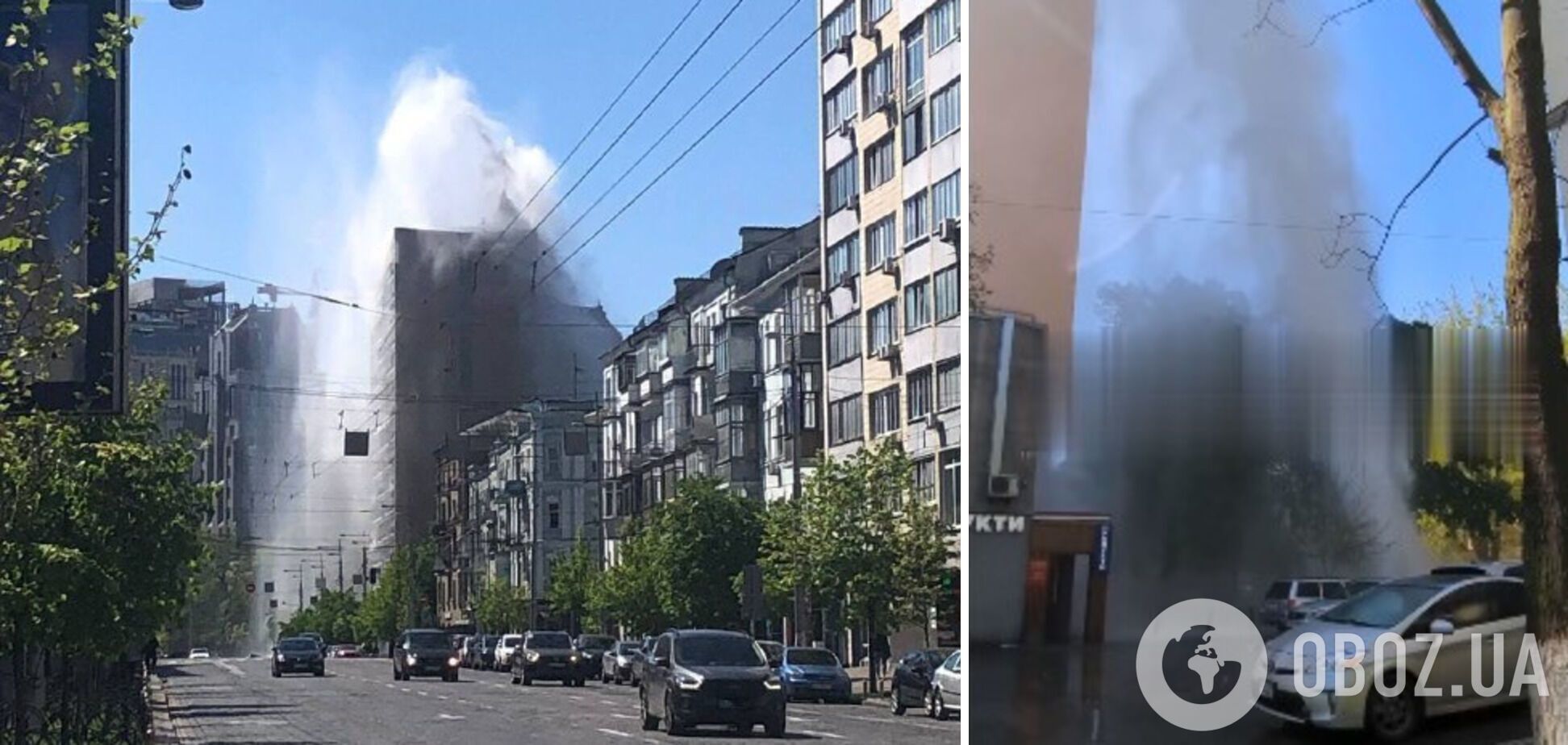 У Києві внаслідок прориву тепломережі виник 'фонтан' заввишки з будинок. Фото і відео