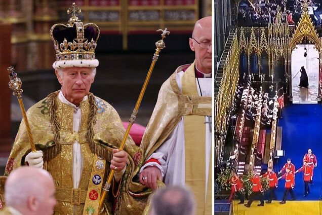 Смерть з косою? На коронації Чарльза ІІІ помітили дивну людину в чорному плащі. Відео