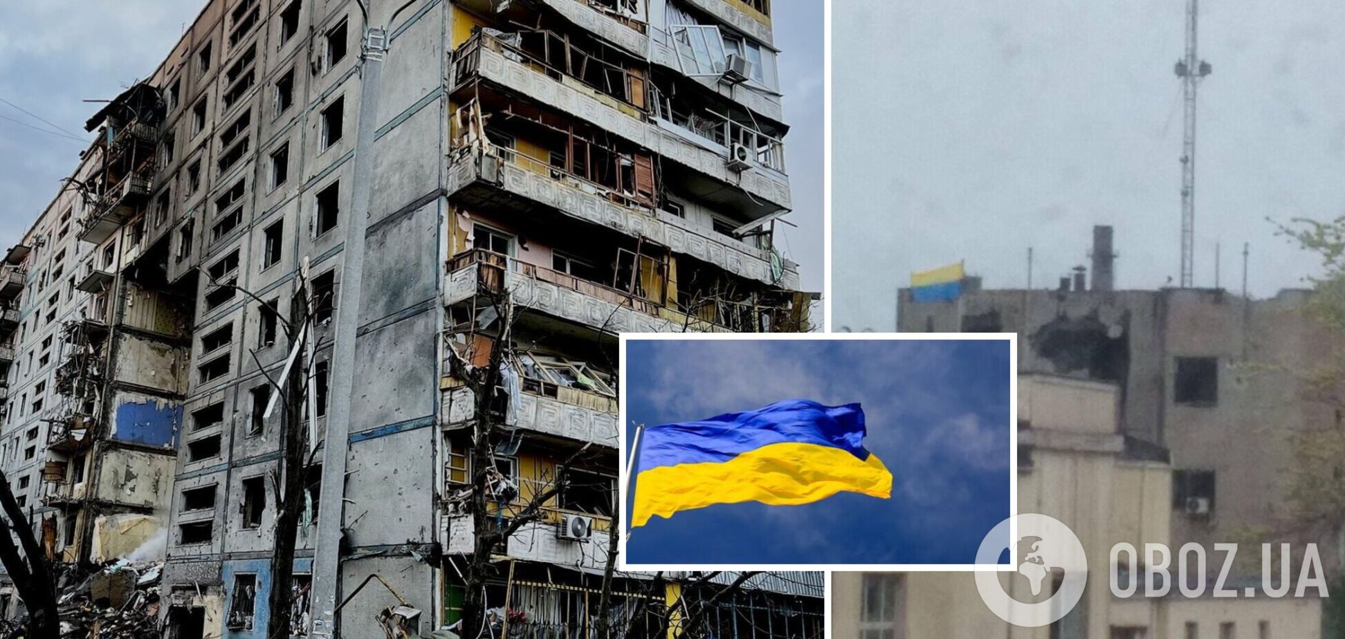 Ждут ВСУ: в Мариуполе на здании дворца культуры вывесили украинский флаг. Фото