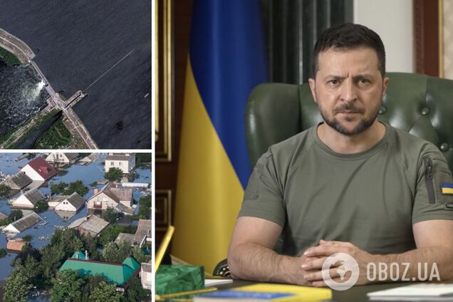 'Никакой помощи людям, только обстрелы': Зеленский рассказал о преступлениях россиян на затопленной части Херсонщины. Видео