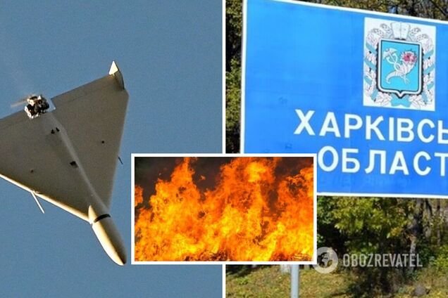 На Харківщині російські окупанти завдали ударів трьома БПЛА по підприємству: виникла пожежа
