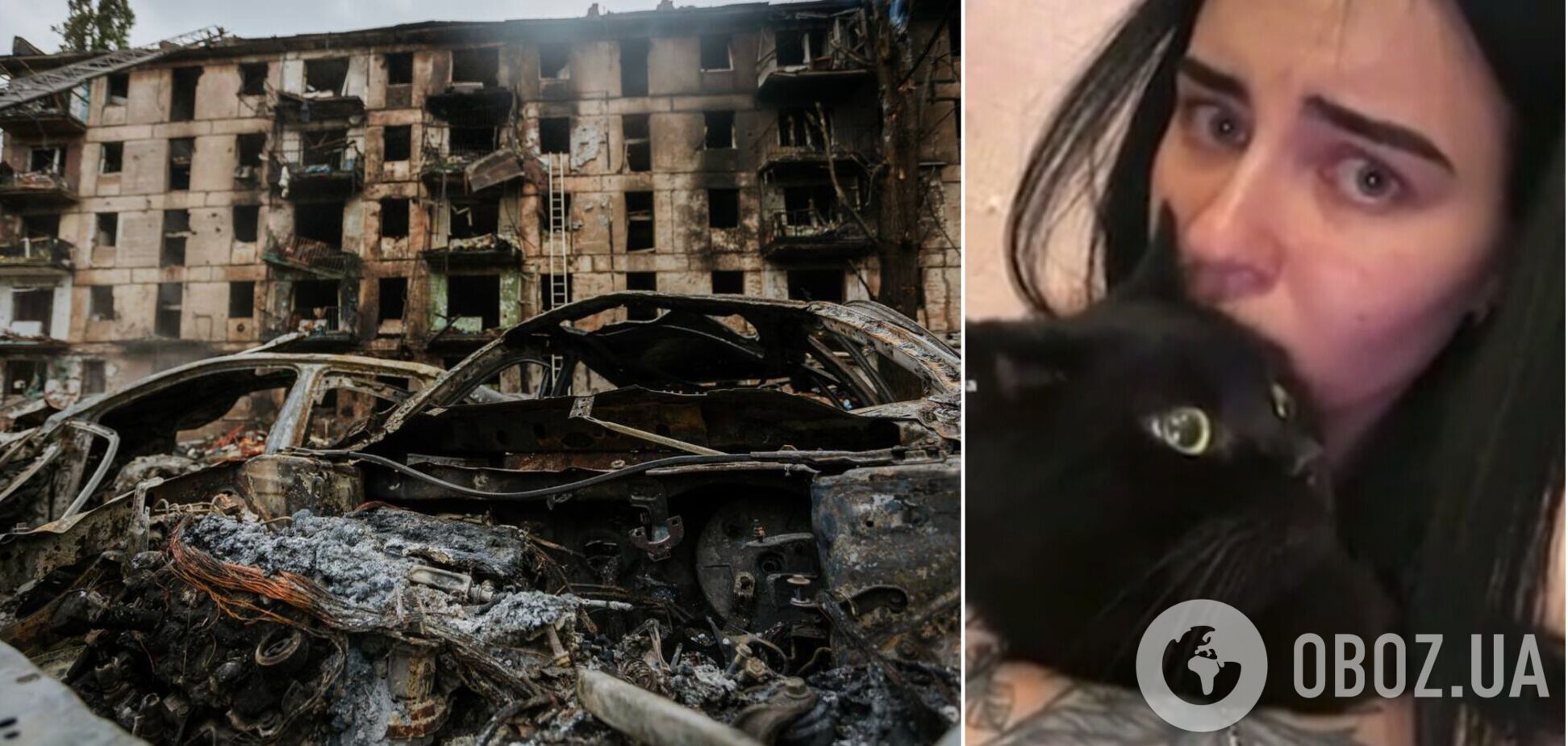 В России похвастались ударом по 'военным целям' в Кривом Роге: в сети показали, как пережидала атаку девушка с котом. Видео