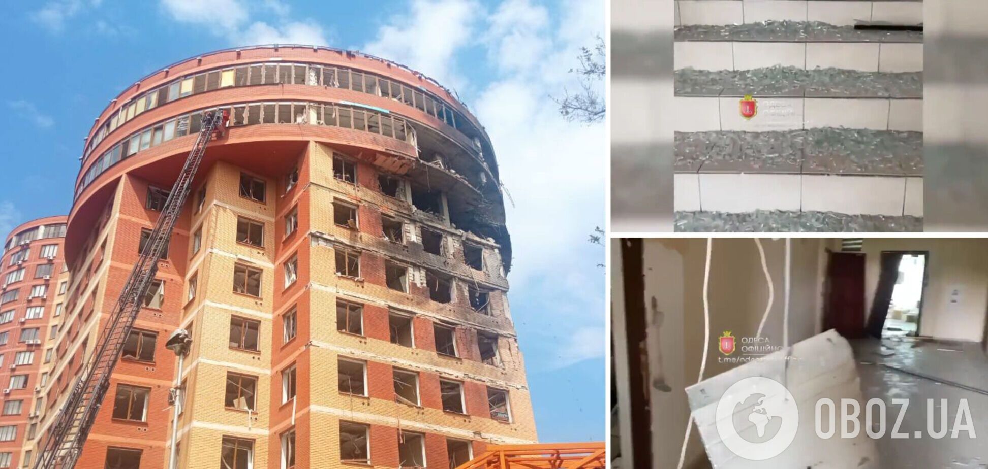 Разбитая мебель и битое стекло: как выглядит внутри обстрелянный россиянами бизнес-центр в Одессе. Видео