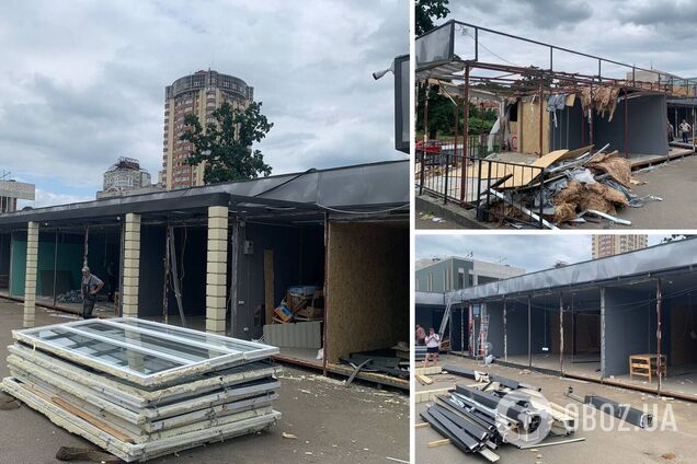 У Києві біля станції метро 'Житомирська' демонтують незаконні МАФи – не відповідають вимогам паспортів прив'язки. Фото