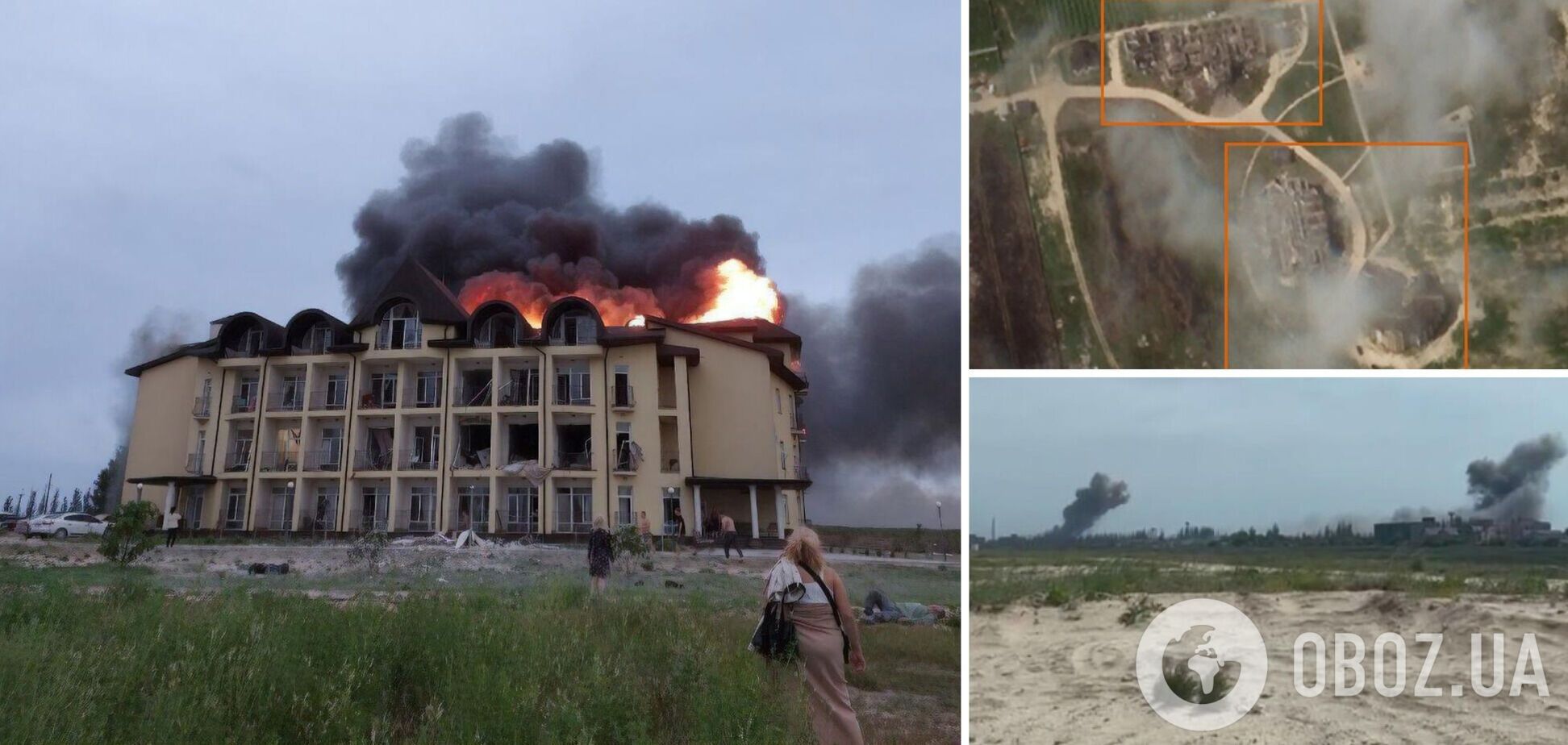 Помітно сліди пожеж: з'явилися супутникові фото результатів влучань ЗСУ по базі окупантів на Херсонщині