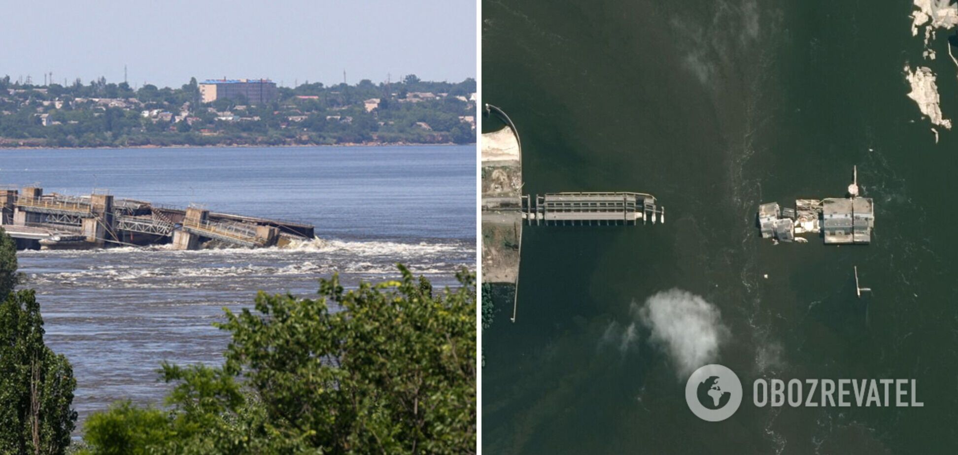 Вода почала відходити: зʼявилися нові супутникові фото підірваної Каховської ГЕС і околиць