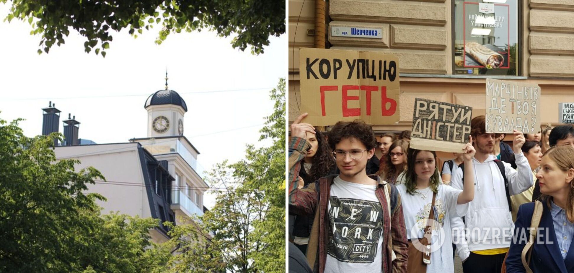 'Сделали из колоннады клоунаду': в Ивано-Франковске сотни людей вышли на протест против произвола 'реставраторов' исторического здания. Фото и видео