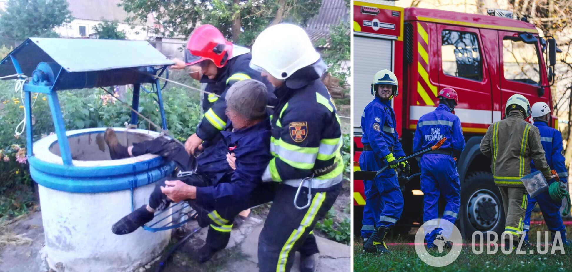 Мужчину вытащили из колодца с помощью спасательной веревки