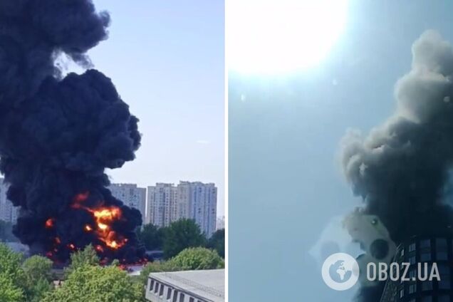 В Москве загорелся мощный пожар на ремонтно-механическом заводе: поднялся черный дым. Видео