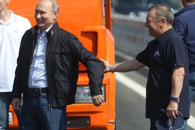 Путін та Аркадій Ротенберг на відкритті Кримського мосту (2018 рік)