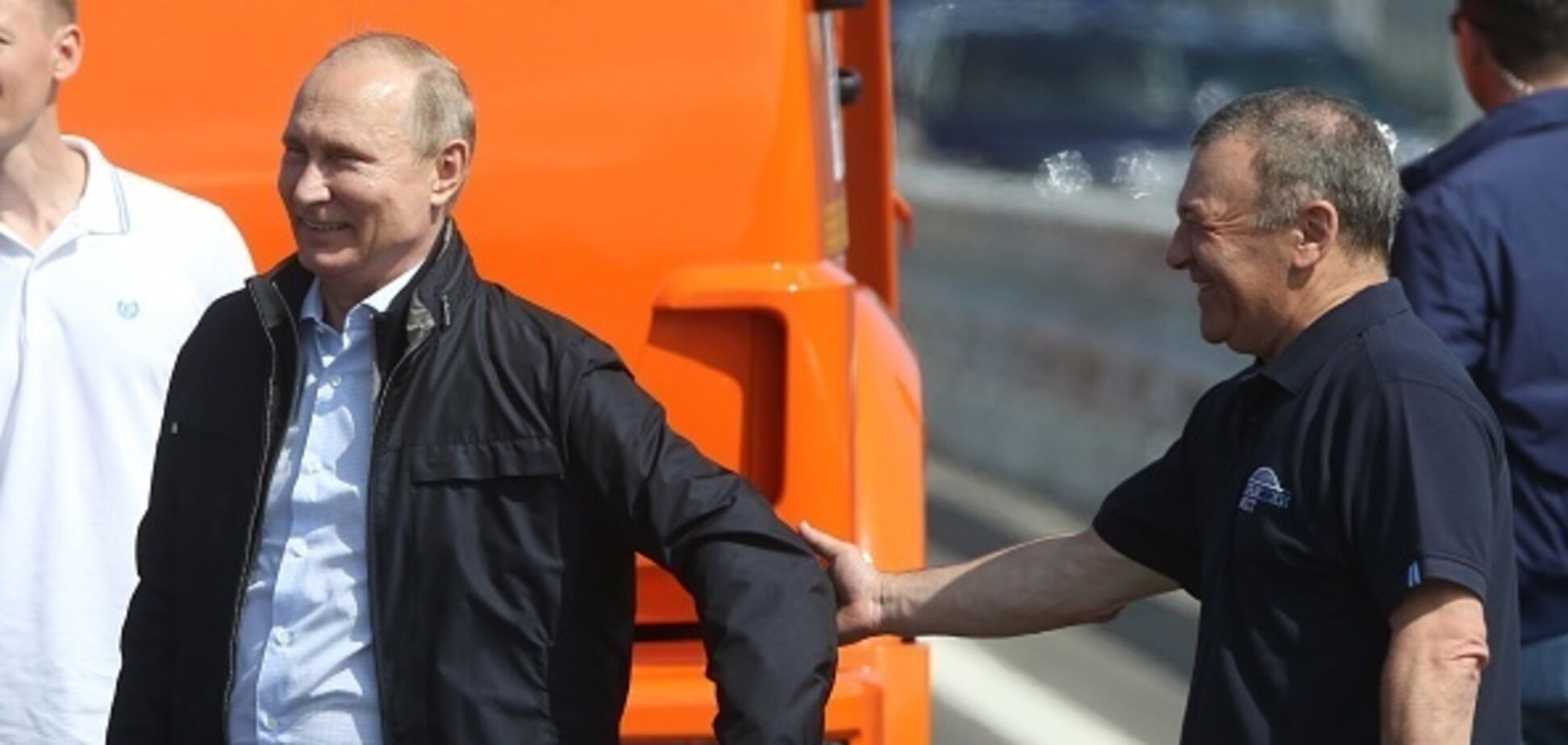 Путін та Аркадій Ротенберг на відкритті Кримського мосту (2018 рік)