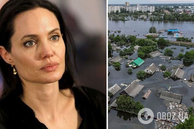 'Пережили ужасные ситуации': Джоли растрогала кадрами маленькой украинки и затопленного села после подрыва Каховской ГЭС