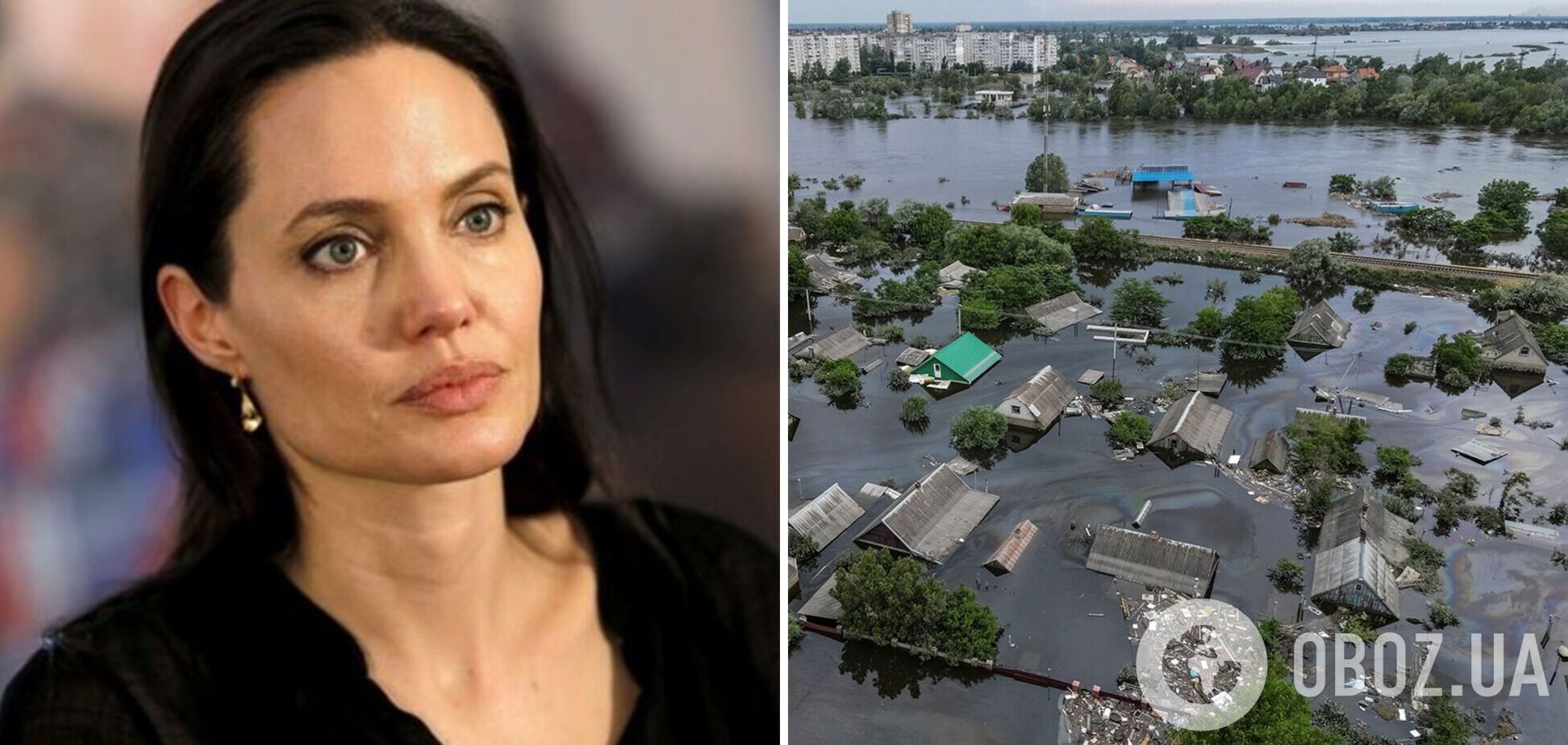 'Пережили ужасные ситуации': Джоли растрогала кадрами маленькой украинки и затопленного села после подрыва Каховской ГЭС