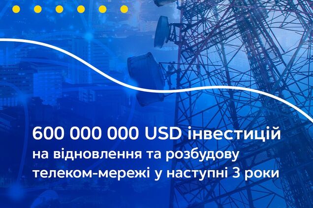 'Київстар' заявил про намір інвестувати $600 млн у відновлення та розбудову телеком-мережі