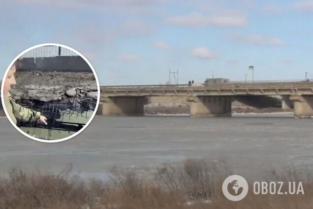 'Снаряд прошив дорожнє покриття наскрізь': з'явилося відео пошкодженого Чонгарського мосту