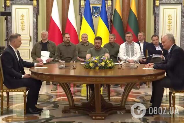 Безопасность, евроинтеграция и события на фронте: Зеленский провел переговоры с Дудой и Науседой. Фото и видео