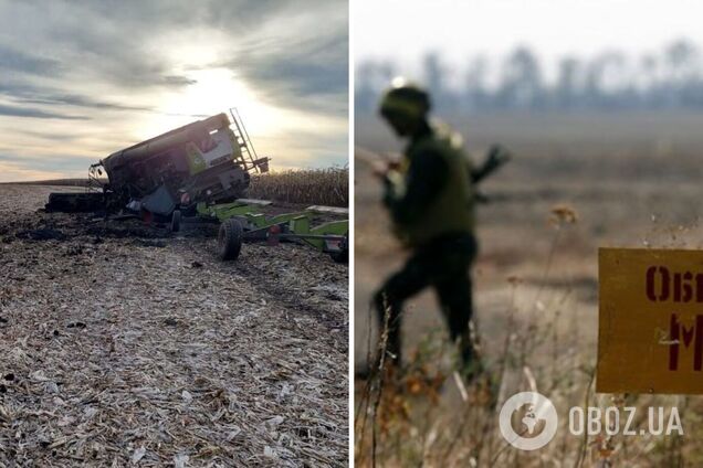 На Херсонщині комбайн підірвався на російській міні: двоє людей поранені
