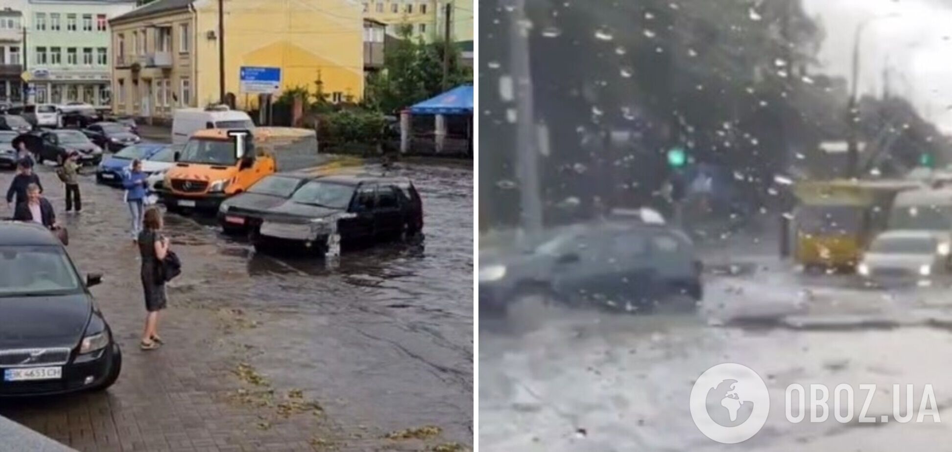 В Ривне после мощной грозы затопило улицы: автомобили плавали. Видео