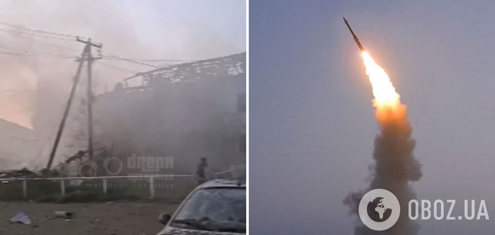 Поднялся дым: видео первых минут после удара по пригороду Днепра попало в сеть