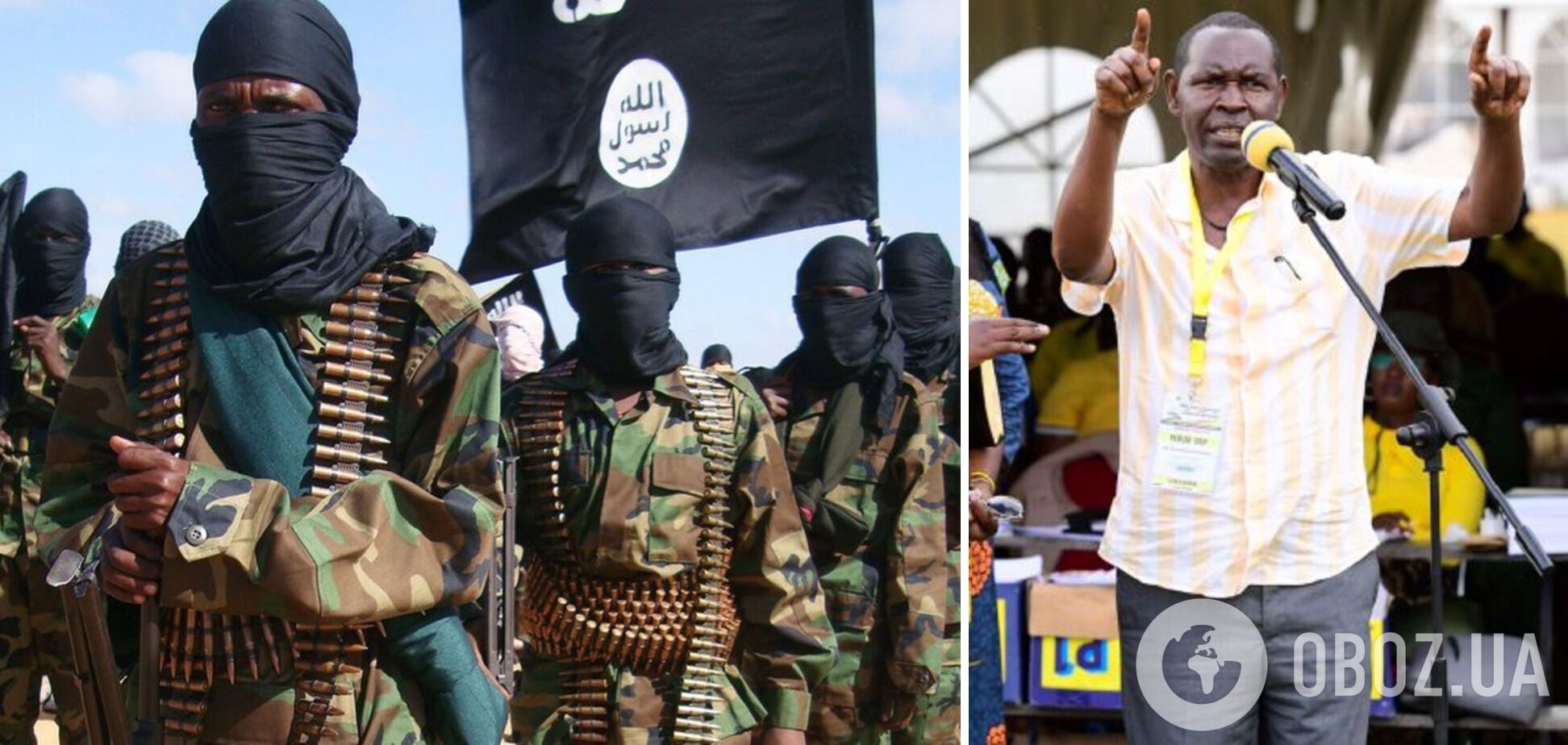 Боевики 'Аль-Шабаб' и президент Уганды Йовери Мусевени