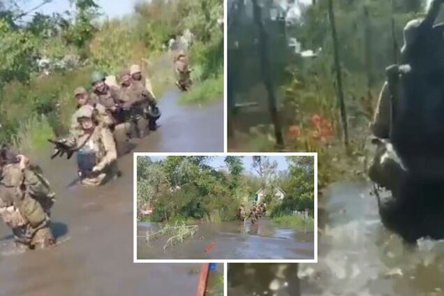 'Тонем': появились кадры побега оккупантов с позиций на Херсонщине из-за затопления после подрыва Каховской ГЭС. Видео