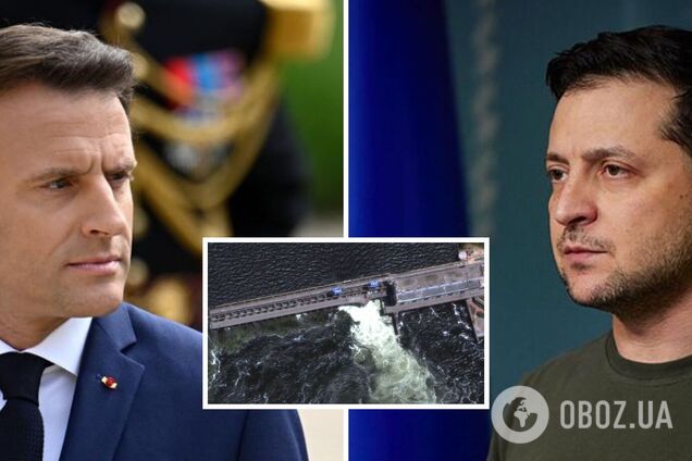 Зеленський обговорив із Макроном наслідки теракту РФ на ГЕС: Франція надішле допомогу