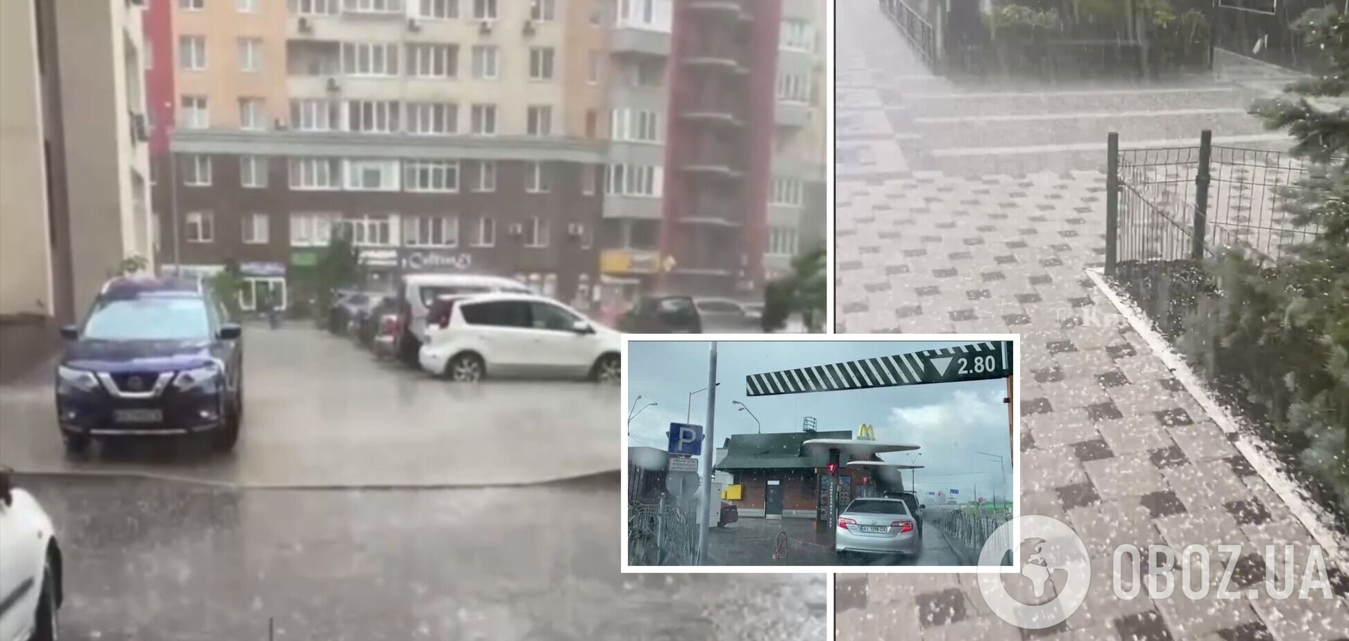 Местами в столице выпал град